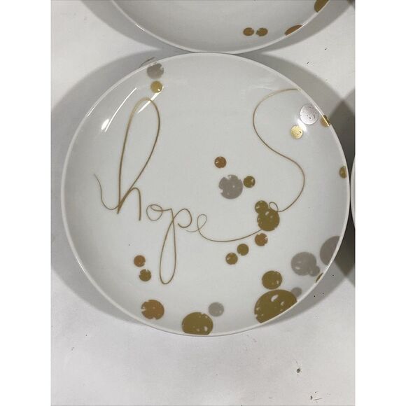Paperproducts Design Kelly Ventura Appetizer Plate Set 4 Gold Silver Joy Peace - Picture 5 of 9